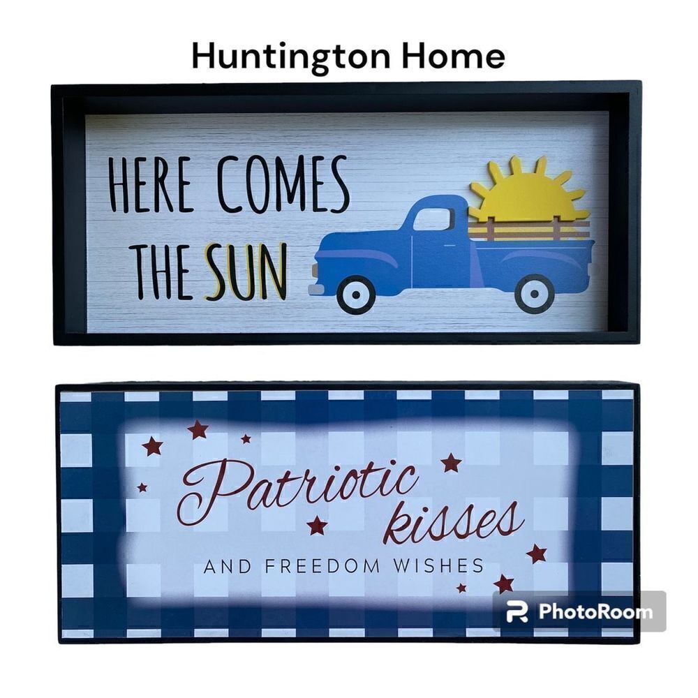 NWT Huntington Home 1 Reversible Design Horizontal Box Sign Plaque